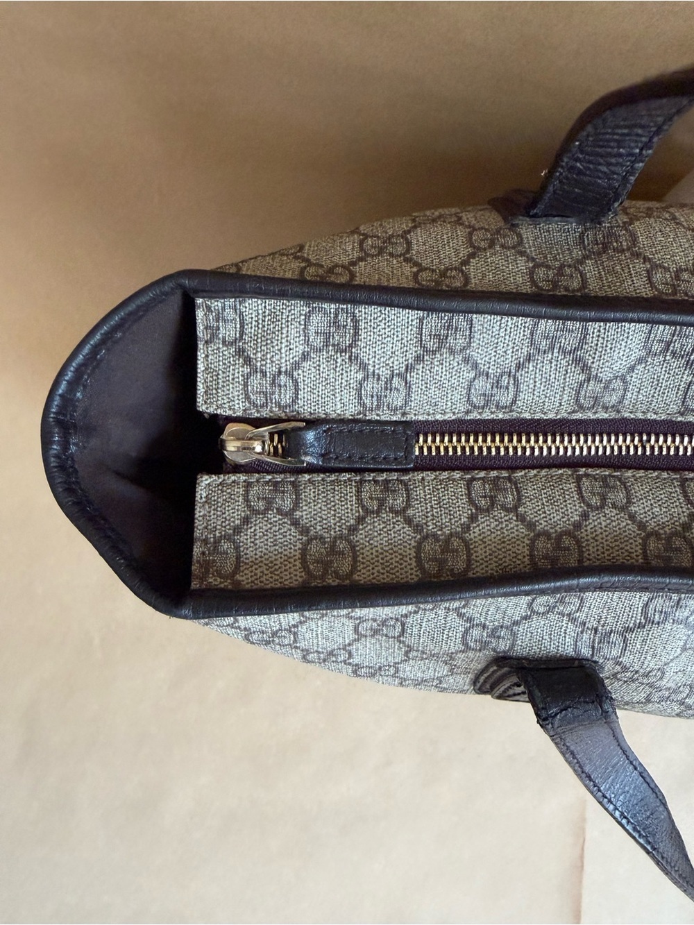 Gucci Brown GG Canvas Tote with Dark Brown Leather Trim - Picture 8 of 15
